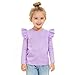 Toddler Baby Girls Long Sleeve Ruffle T Shirt Kids Casual Plain Solid Top Blouse T-Shirt Undershirt (Purple,6-7 Years)