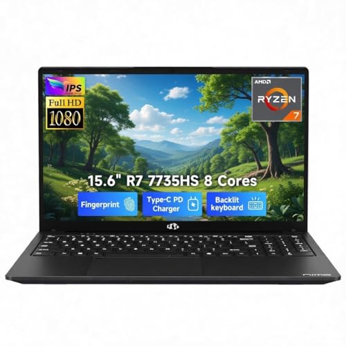 NIMO 15.6" IPS FHD-Gaming-Laptop, 8 Cores AMD Ryzen 7 6800H 64GB DDR5 RAM 2TB SSD (Beat i7-12700H, Up to 4.7GHz) AMD Radeon 680M GPU-Computer with 100W GaN Type-C Backlit Keyboard Fingerprint