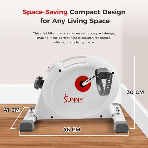 Sunny Health & Fitness (White) Under Desk Smart Mini Pedal Exerciser, Dual Function Exercise Cycle Bike with Low Profile Design - SF-B023005WHT - Image 3