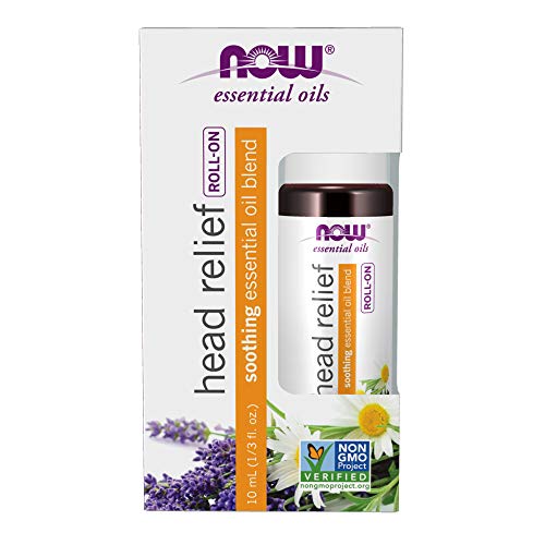 NOW Essential Oils, Head Relief Roll-On, Certified Non-GMO, Soothing Blend, Steam Distilled, Topical Aromatherapy, 10-mL