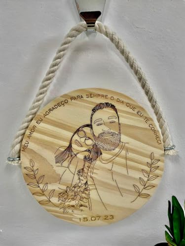 Placa de Madeira Personalizada com Foto para Casamento, Aniversário, Noivado, Aniversário, Presente