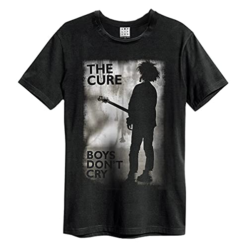 Amplified The Cure-Boys Don’t Cry Camiseta, Negro (Black BK), L para Hombre