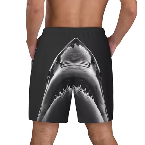 Black and White Shark Funny Men's Swim Trunks Board Shorts Quick Dry-4