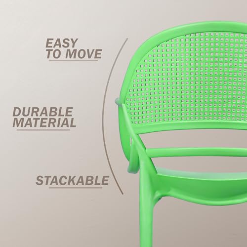 Image of DIYA Sunset Garden Plastic Chair |Outdoor Balcony Arm Chair for Lawn & Home | UV-Resistant PP Body, Strong Build, 1-Year Warranty - Set of 2 (Green)