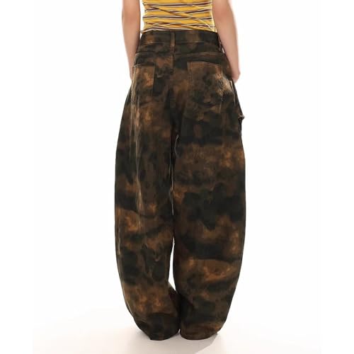 Barrel Jeans Men Camo Vintage Baggy Jeans Men with Side Pockets Y2K High Waisted Wide Leg Barrel Denim Pants3