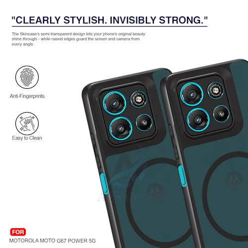 Image of AESTMO Motorola Moto G67 Power / G57 Power 5G Back Cover | 360 Protection | Matte Frosted Hard Back Translucent | Compatible with MagSafe Accessories (MagSafe Matte Hard Black Bumber)