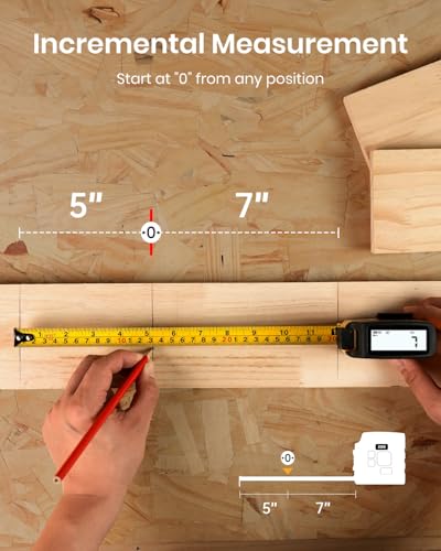 Image of 3-in-1 Digital Tape Measure with Laser, 165Ft Laser Tape Measure & 16Ft Digital Measuring Tape, 8 Metric and Imperial Units, Distance Area Volume 1 /2 midpoint, Laser Measure Tool, Almighty Tools