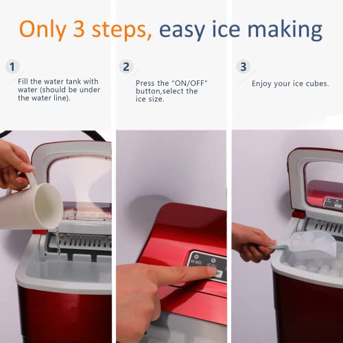 Eiswürfelmaschinen, Tragbarer Eiswürfelmaschine, Machen Sie 9 Eiswürfel in 6 Minuten, 2 Eiswürfel Größen, 2.2L,mit… – Bild 7