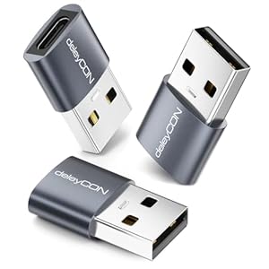 deleyCON USB C Adapter (3 Stück) USB C Buchse zu A Stecker Adapter für iPhone 17/16/15 Serie, iPad, Galaxy S25/S24/S23 Serie, A56, A16, Laptop, Notebook, Carplay, Ladegerät, usw.