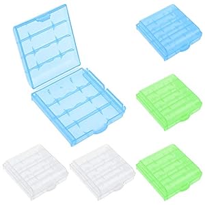 DXLing 6PCS Hard Plastic Batteries Storage Boxes Cell Battery Storage Case Holder Box 3 Colors Plastic Battery Storage…