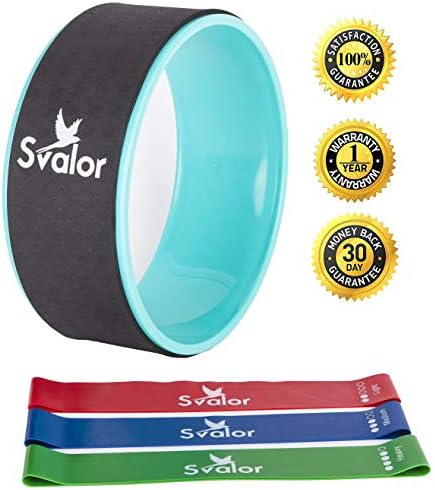 SvalorYoga Wheel for Stretching Set with 3 level mini bands - Comfortable Spine Roller Wheel - Back Stretcher Ring for Pain Relief - Dharma Yoga Stretch Circle - Essential Yoga Accessories Equipment