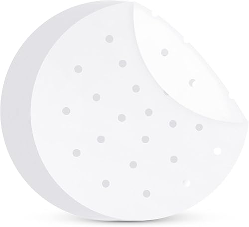 Miniatura 9 de GeeRic Papel de pergamino al vapor, forros de papel pergamino para freidora de aire de 8 pulgadas, 100 forros redondos de bambú perforados, forro