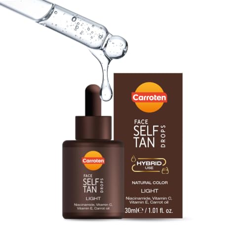 Carroten Face &amp; Body Self Tan Drops Light, Natural Buildable Glow, 1oz