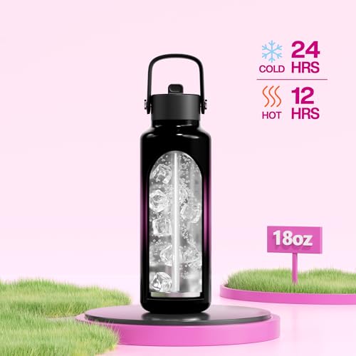POWCAN 18 oz Insulated Water Bottle with Straw: Cold for 24H, Lightweight, Flex Cap, Stainless Steel Kids Water Bottle for Sport, Outdoors, Adventure, Biking, Hiking, Trekking, Travel (Neon Night) — view 2