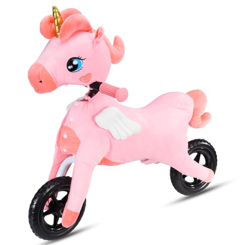 Diyfrety Toddler Balance Bike 2 Year Old,Unicorn Balance Bike Age 18 Months to 5 Years Old, Indoor Outdoor Toddler Bikes,Rubber Wheel, Pedal-Less Baby Riding Toys,Gift for 2-5 Girls Boys