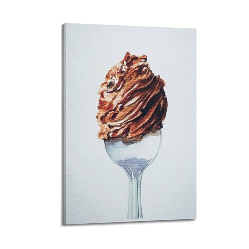 Toile Murale Moderne WIZIGM - Aquarelle Chocolat pour Petit Espace