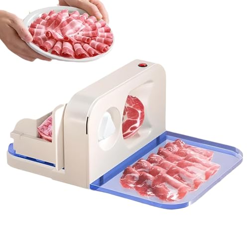 MObyat 150W Domestic Mini Meat Slicer, Electric Meat Slicer with 165mm Stainless Steel Blade, Adjustable 1-15mm Thickness, Foldable for Storage, Easy To Clean, for Meat, Cheese, Vegetables