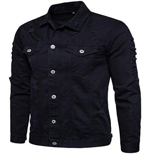 Colygamala Men's Motorcycle Vintage Ripped Denim Trucker Jean Jacket 5Color 2018022101-B-M #TOP2