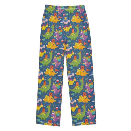 ZZXXB Dinosaur Happy Birthday Boys Long Pants Soft Trousers Elastic Waist Kids Lounge Bottoms with Pockets S-XL