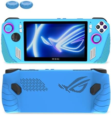 HUAYUWA Soft Silicone Protective Case (Sky Blue) Fit for ASUS Rog Ally 7" Gaming Handheld 2023 All Around Cover Case with Joystick Caps Analog Stick Caps Anti-Scratch Comfort Thumb Grip Set image 5