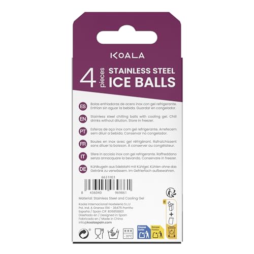 Koala Getränkekühler mit 4 Kugeln aus Edelstahl. mit Kühlgel 18/10