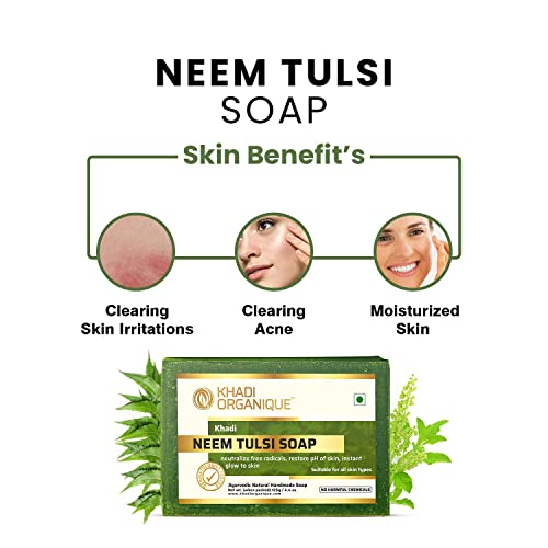 Image of Khadi Organique Handmade Neem-Tulsi Soap Pack Of 3
