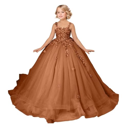 Flower Girl Dress Lace Appliques Pageant Dress for Girls Tulle First Communion Dresses Party Ball Gown