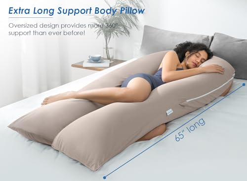 QUEEN ROSE Extra Long U Shaped Body Pillow, Cooling Pregnancy Pillows for Sleeping, 65 Inch Full Body Support Maternity Pillow for Adults, Support for Back, Hip, Legs for Pregnant Women, Nomad by QUEEN ROSE - Image 2