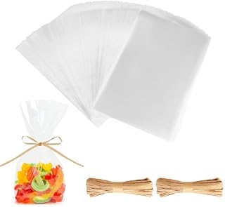 ATROPOS 100Pcs Clear Soap Bags with 40 Meters of Soap Rope for DIY Soap Craft Gift Packaging and Party Favors (5.1"x 7.8")