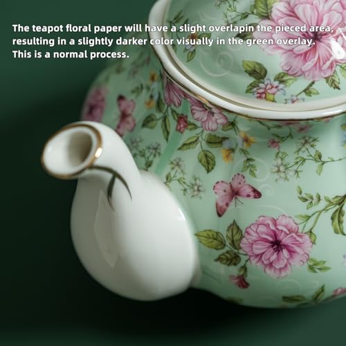Agyiuns Flower Ceramic Teapot,22oz Porcelain Tea pot for Tea Coffee Milk for Office Home Men Women as Gift (Green) by Agyiuns - Image 6