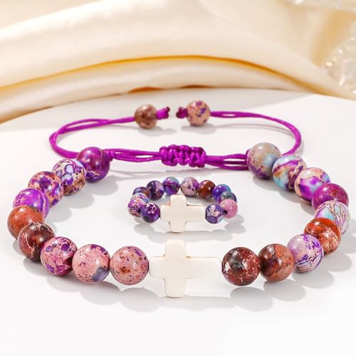 Easter Basket Stuffers, Cross Bracelet & Ring Set Easter Gifts for Teens Girls Boys, Religious Jewelry for Baptism Communion Confirmation2