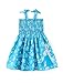 Disney Frozen Toddler Girl Dress Elsa Character Print Bow Strap Floral Summer Clothes Smocking Beach Holiday Sundress Sky Blue 3-4T