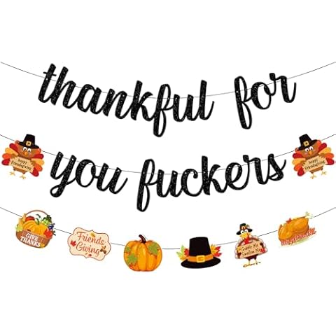 Thankful for you Banner, Black Thanksgiving Banner for Mantel Home Office,Friendsgiving Decorations Banner, Hs Thanksgiving Party Decorations Cover