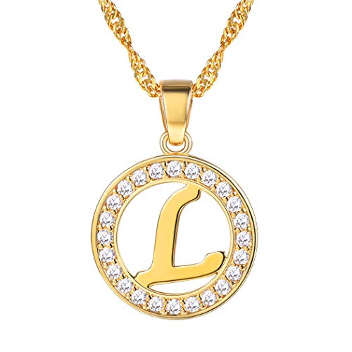 Suplight Joyería para Mujeres Collares Dorados con Letras Abecedario L Regalo de Amor Amistad para Amigas Chapado en Oro Amarillo 18K Cover