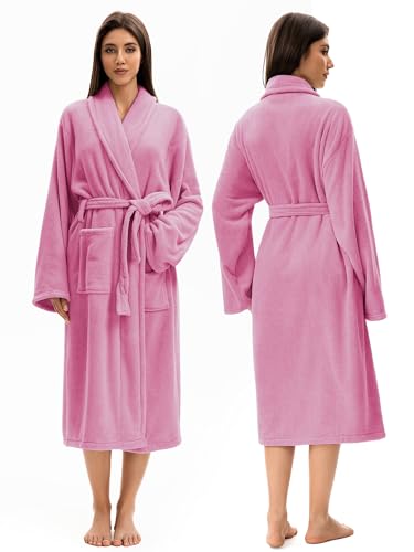 Image of Soft Robe For Women,Warm Plush Bath Robes Female,Spa Towel After Shower Lightweight Long Bathrobe