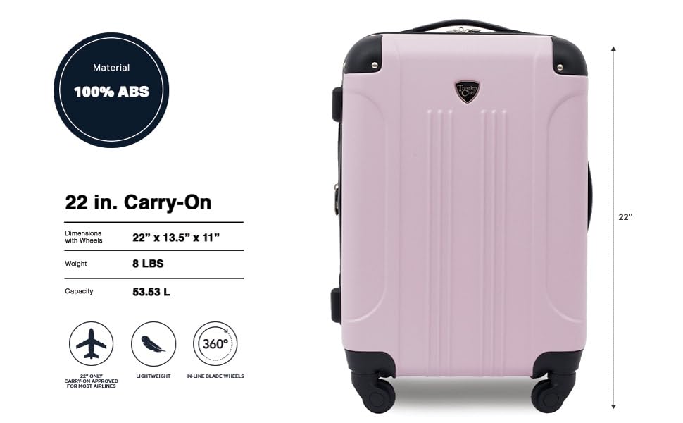 Travelers Club Chicago Hardside Expandable Spinner Luggage, Lilac, 22" Carry-On