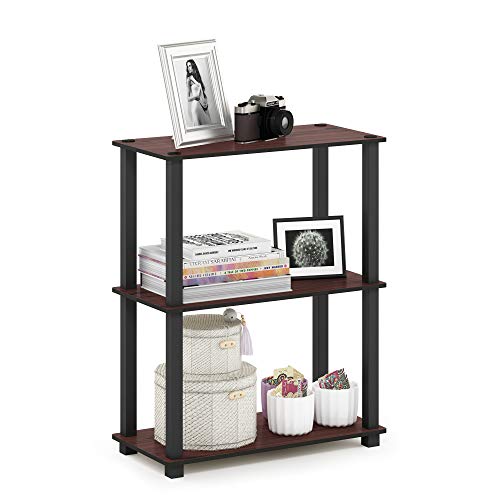 Image of Furinno TURN-S-TUBE Storage Shelves, 3-Tier Book Shelf, Corner Shelf, Toolless Open Shelves, for Organization and Storage, Living Room, Garage, Home Office, Dark Cherry