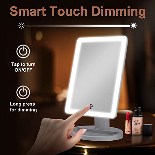 Cosmirror Makeup Vanity Mirror With 3 Color Lighting, Lighted Makeup Mirror With 72 Led Lights And 10X Magnifying Mirror, Dual Power Supply, 180 Degree Rotation Cosmetic Tabletop Light Up Mirrors #TOP2