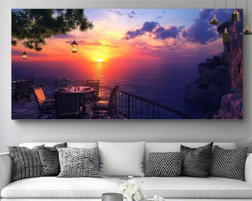 Peinture Diamant Coucher de Soleil pour Illuminer votre Salon | Kit Canevas Évasion 5D