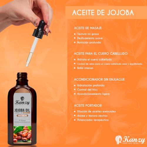 Miniatura 6 de Kanzy Aceite De Jojoba 120ml Prensado En Frio Vegano Hidratante Para Cabello, Cara, Cuticulas, Cuerpo Y Uñas Jojoba Oil Sin Hexano