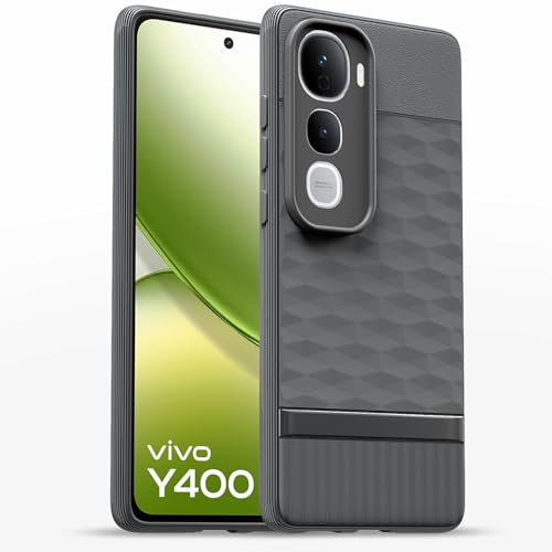 Image of Pikkme Back Cover for Vivo Y400 5G Soft Grip 3D Hexa Cube Texture Silicone Bumper Case (Grey)