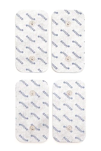 4 Electrodos de axion para TENS y EMS | de 10x5cm | Compatibles con su aparato COMPEX | Electrodos autoadhesivos, parches, pads, de varios usos | Electroestimulación