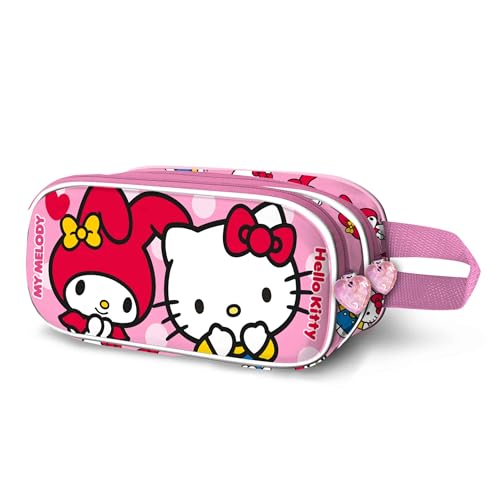 Hello Kitty Lovely-Estuche Portatodo 3D Doble, Rosa, 22 x 10 cm
