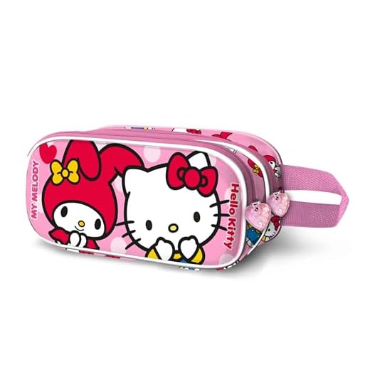 Hello Kitty Lovely-Estuche Portatodo 3D Doble, Rosa, 22 x 10 cm