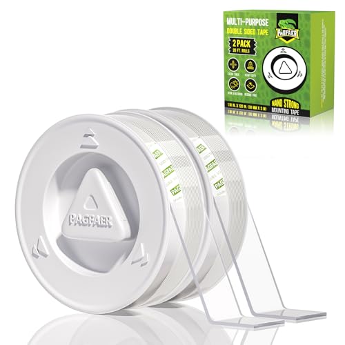 Double Sided Tape Heavy Duty, 2PCS Double Sided Mounting Nano Tape 10FT, Clear & Tough Two Sided Adhesive Tape, Removable Picture Hanging Strips for Wall, Poster, Carpet, Home Office Outdoor