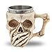 Tazza in Acciaio Inox con Teschio,Boccale di Birra Medievale,Tazza di Caffè in Acciaio INOX e Resina,per Birra Vino Bevande,Halloween Decor,400ml,(Cover Mouth)