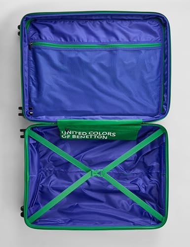 Image of United Colors of Benetton Large Hard Luggage Emerald Plus - Baby Pink | Check-in Trolley Bag with TSA Lock | 360 Spinner Double Wheels | Telescopic Handle | PC Shell Suitcase | 76cm | 130L Capacity