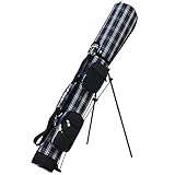 ACXZ Leichte tragbare Golf Sunday Travel Stand Bag Reisebag Pencilbag, Golf-Tragetasche mit Schultergurt, hält 8-9 Schläger, blau kariert (2,4 kg)