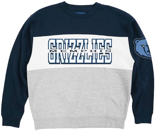 Blue 84 Memphis Grizzlies NBA Officially Licensed Colorblock Crewneck Sweatshirt,Small