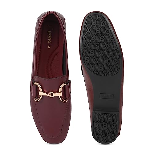 Image of YOHO Bliss Comfortable Slip On Formal Buckle Loafer for Women | Stylish Fashion Moccasins Range | Cushioned Footbed Finish | Flexible and Office Wear Shoe